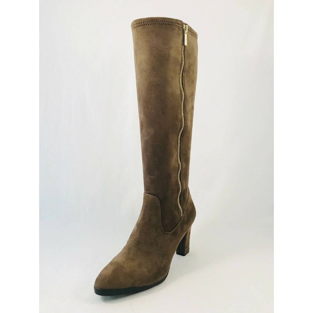 Anne Klein Sport Elek Round Toe Canvas Boots Taupe